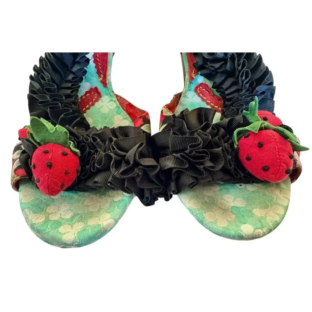 IRREGULAR CHOICE Raspberry Ripples Slingback Sandals Cottagecore Platform 40 9.5